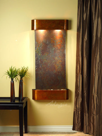 Wall Fountain - Cascade Springs - Multi-Color Slate - Rustic Copper - Rounded - csr1004