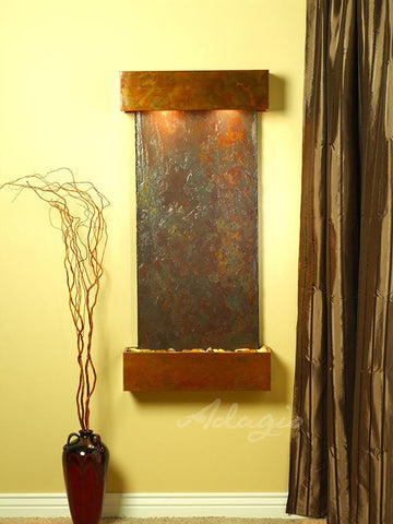 Wall Fountain - Cascade Springs - Multi-Color Slate - Rustic Copper - Squared - CSS1004