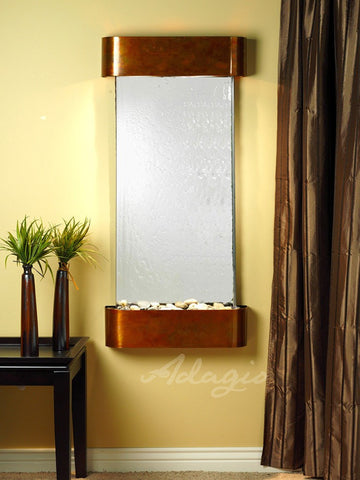 Wall Fountain - Cascade Springs - Silver Mirror - Rustic Copper - Rounded - csr1040