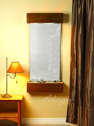 Wall Fountain - Cascade Springs - Silver Mirror - Rustic Copper - Squared - CSS1040