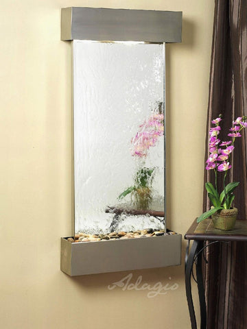 Wall Fountain - Cascade Springs - Silver Mirror - Stainless Steel - Squared - CSS2040