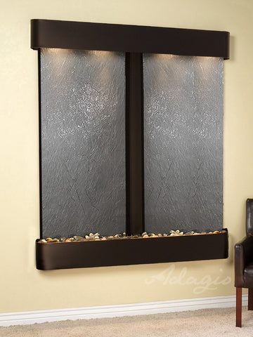 Wall Fountain - Cottonwood Falls - Black FeatherStone - Blackened Copper - Rounded - CFR1511