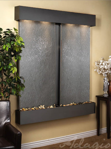 Wall Fountain - Cottonwood Falls - Black FeatherStone - Blackened Copper - Squared - CFS1511