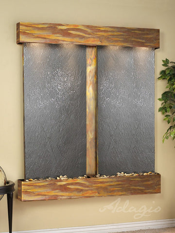 Wall Fountain - Cottonwood Falls - Black FeatherStone - Rustic Copper - Squared - CFS1011
