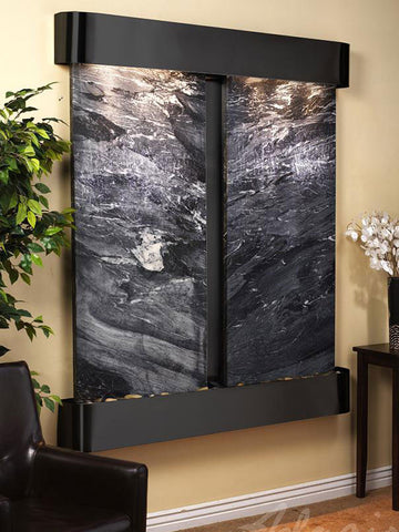 Wall Fountain - Cottonwood Falls - Black Spider Marble - Blackened Copper - Rounded - cfr1507__69047