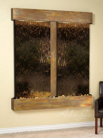 Wall Fountain - Cottonwood Falls - Bronze Mirror - Rustic Copper - Squared - cfs1041