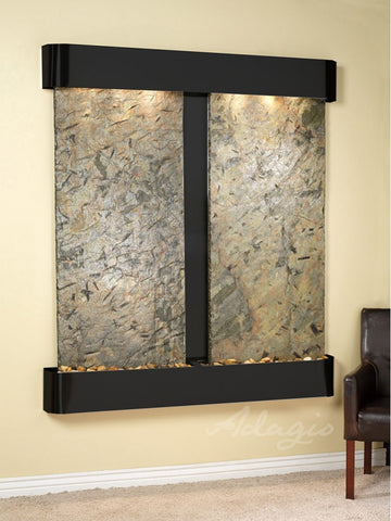 Wall Fountain - Cottonwood Falls - Green Slate - Blackened Copper - Rounded - cfr1502_1