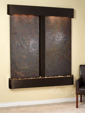 Wall Fountain - Cottonwood Falls - Multi-Color Slate - Blackened Copper - Rounded - CFR1504