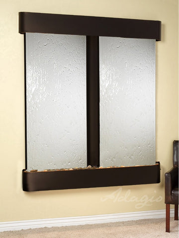 Wall Fountain - Cottonwood Falls - Silver Mirror - Blackened Copper - Rounded - cfr1540