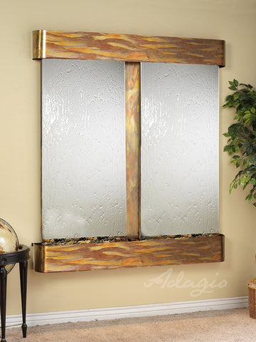 Wall Fountain - Cottonwood Falls - Silver Mirror - Rustic Copper - Rounded - cfr1040