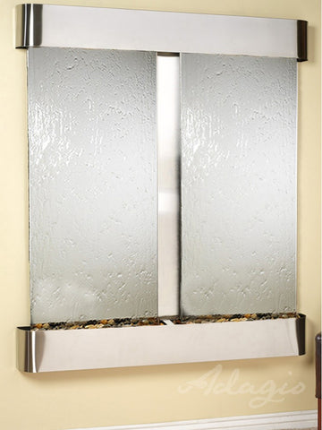 Wall Fountain - Cottonwood Falls - Silver Mirror - Stainless Steel - Rounded - cfr2040