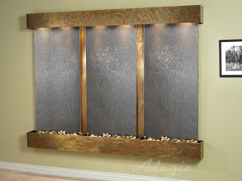 Wall Fountain - Deep Creek - Black FeatherStone - Rustic Copper - Squared - DCFS1011