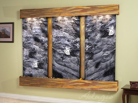 Wall Fountain - Deep Creek - Black Spider Marble - Rustic Copper - Squared - dcs1007_1