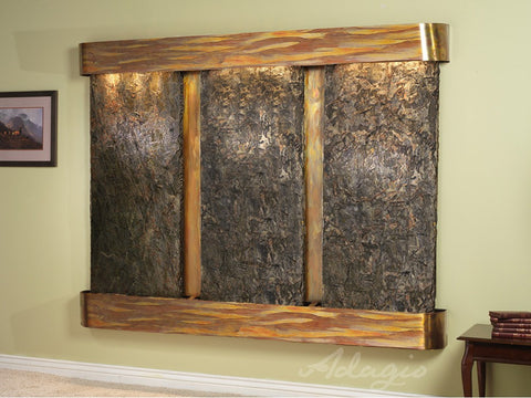 Wall Fountain - Deep Creek - Green FeatherStone - Rustic Copper - Squared - dcr1002_1