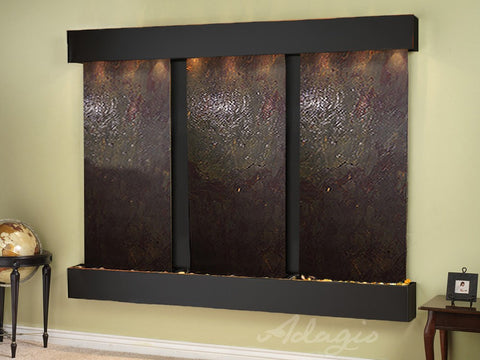 Wall Fountain - Deep Creek - Multi-Color FeatherStone - Blackened Copper - Squared - dcs1514_1