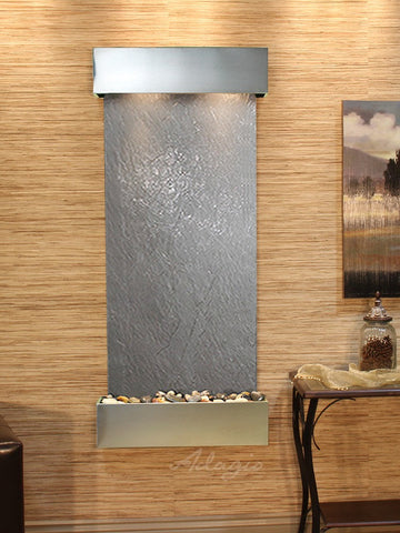 Wall Fountain - Inspiration Falls - Black FeatherStone - Stainless Steel - Squared - ifs2011_1