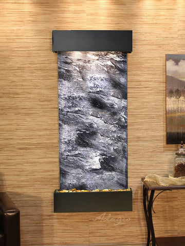 Wall Fountain - Inspiration Falls - Black Spider Marble - Blackened Copper - Squared - ifs1507_1