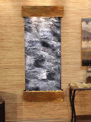 Wall Fountain - Inspiration Falls - Black Spider Marble - Rustic Copper - Squared - ifs1007_1