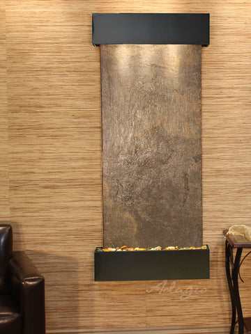 Wall Fountain - Inspiration Falls - Green FeatherStone - Blackened Copper - Squared - ifs1512_1