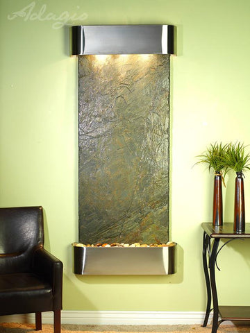 Wall Fountain - Inspiration Falls - Green Slate - Stainless Steel - Rounded - ifr2002__14061