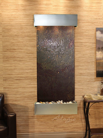 Wall Fountain - Inspiration Falls - Multi-Color FeatherStone - Stainless Steel - Squared - ifs2014_1