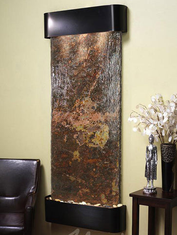 Wall Fountain - Inspiration Falls - Multi-Color Slate - Blackened Copper - Rounded - ifr1504__81703