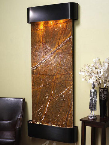 Wall Fountain - Inspiration Falls - Rainforest Brown Marble - Blackened Copper - Rounded - ifr1506__44387
