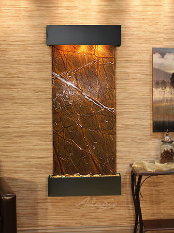 Wall Fountain - Inspiration Falls - Rainforest Brown Marble - Blackened Copper - Squared - ifs1506_1