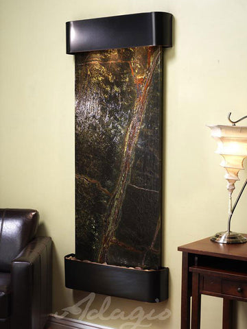 Wall Fountain - Inspiration Falls - Rainforest Green Marble - Blackened Copper - Rounded - ifr1505__77783