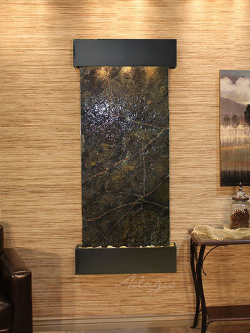 Wall Fountain - Inspiration Falls - Rainforest Green Marble - Blackened Copper - Squared - ifs1505