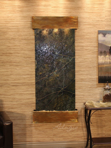 Wall Fountain - Inspiration Falls - Rainforest Green Marble - Rustic Copper - Squared - ifs1005_1
