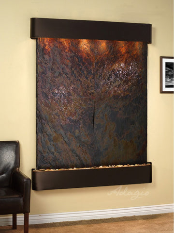 Wall Fountain - Majestic River - Multi-Color Slate - Blackened Copper - Rounded - mrr1504