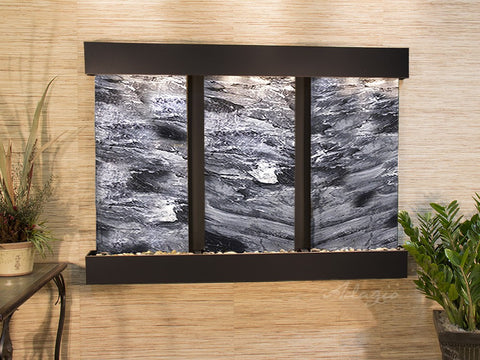 Wall Fountain - Olympus Falls - Black Spider Marble - Blackened Copper - Squared - ofs1507_1