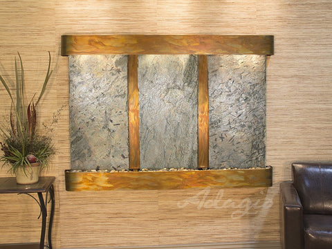 Wall Fountain - Olympus Falls - Green Slate - Rustic Copper - Rounded - ofr1002