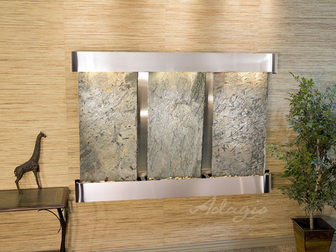 Wall Fountain - Olympus Falls - Green Slate - Stainless Steel - Rounded - ofr2002