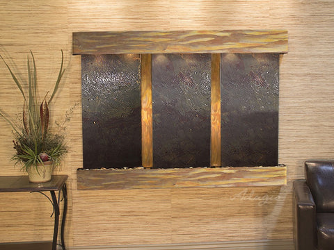Wall Fountain - Olympus Falls - Multi-Color FeatherStone - Rustic Copper - Squared - ofs1014
