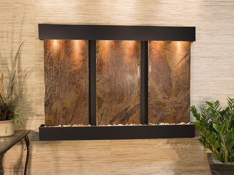 Wall Fountain - Olympus Falls - Rainforest Brown Marble - Blackened Copper - Squared - ofs1506