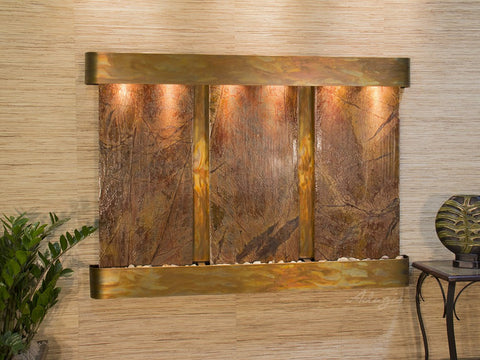 Wall Fountain - Olympus Falls - Rainforest Brown Marble - Rustic Copper - Rounded - ofr1006