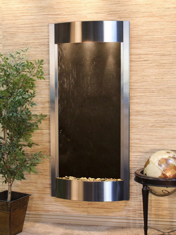 Wall Fountain - Pacifica Waters - Black FeatherStone - Stainless Steel - pwa2011