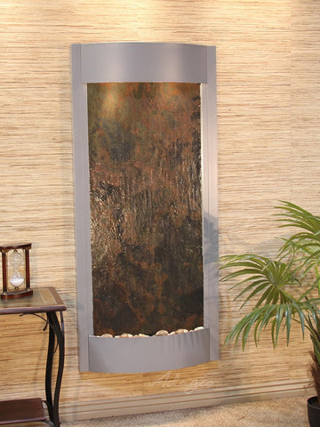 Wall Fountain - Pacifica Waters - Multi-Color FeatherStone - Silver Metallic - pwa4514