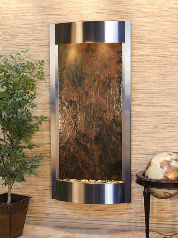Wall Fountain - Pacifica Waters - Multi-Color FeatherStone - Stainless Steel - pwa2014