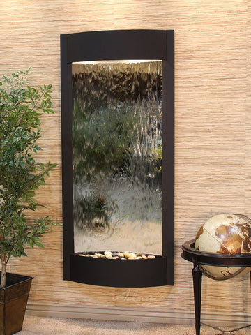 Wall Fountain - Pacifica Waters - Silver Mirror - Textured Black - pwa1740