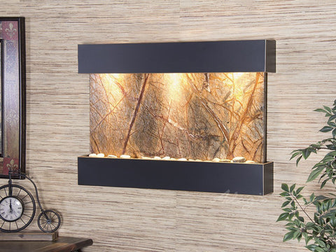 Wall Fountain - Reflection Creek - Rainforest Brown Marble - Blackened Copper - rcs1506