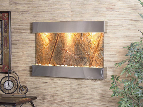 Wall Fountain - Reflection Creek - Rainforest Brown Marble - Stainless Steel - rcs2006