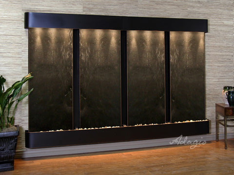 Wall Fountain - Regal Falls - Black FeatherStone - Blackened Copper - Rounded - rfr15112