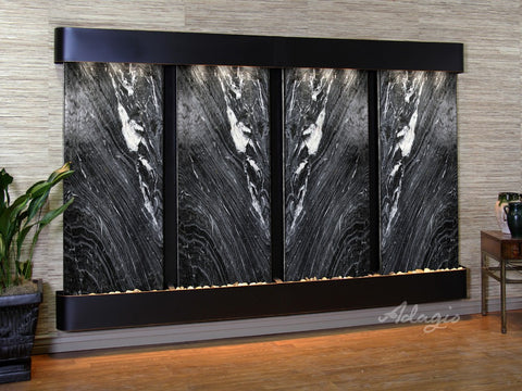 Wall Fountain - Regal Falls - Black Spider Marble - Blackened Copper - Rounded - rfr15072