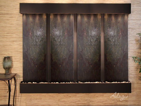 Wall Fountain - Regal Falls - Multi-Color FeatherStone - Blackened Copper - Squared - rfs15142