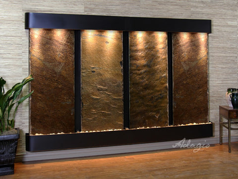 Wall Fountain - Regal Falls - Multi-Color Slate - Blackened Copper - Rounded - rfr15042