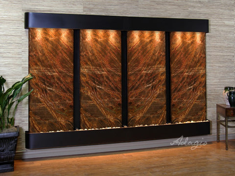 Wall Fountain - Regal Falls - Rainforest Brown Marble - Blackened Copper - Rounded - rfr15062