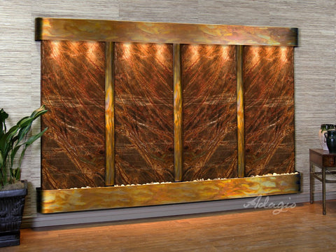 Wall Fountain - Regal Falls - Rainforest Brown Marble - Rustic Copper - Rounded - rfr10062
